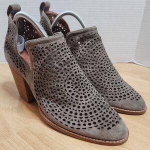 Jeffery Campbell Rosalee Cutout perforated greige Suede booties size 11